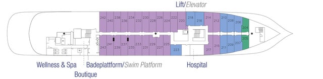 Cruise met Sea Cloud's Sea Cloud Spirit. Bekijk hier hetdekkenplan en boek uw cruise bij Cruise2Travel